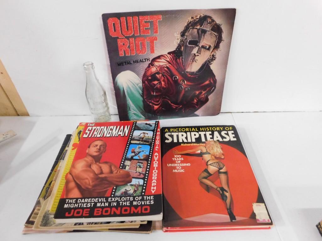 Lot of Books incl Strongman , Quiet Riot LP , Strip (1 of 1)