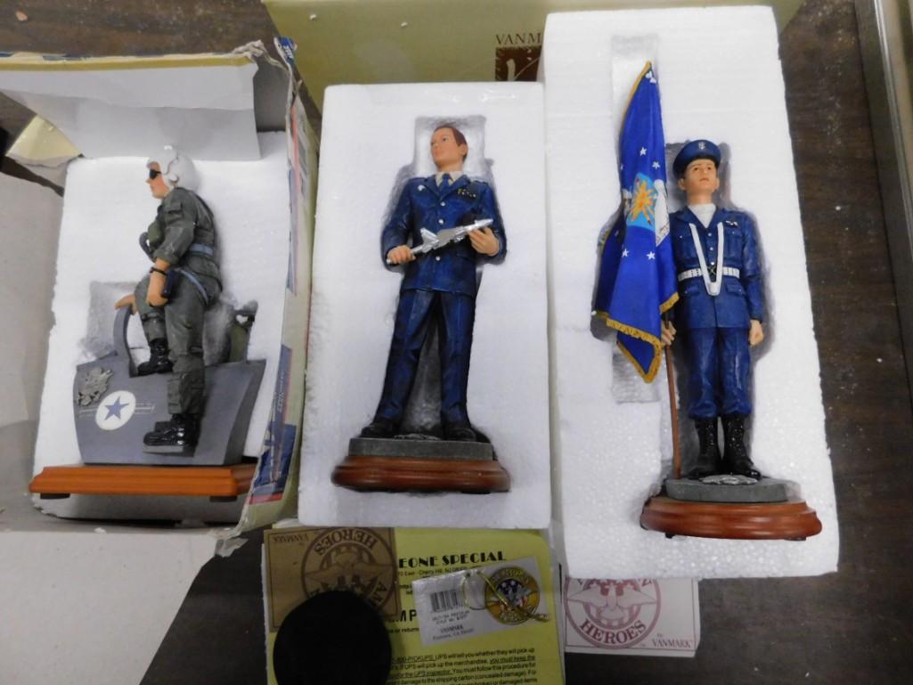 3 American Heroes Statues or Figures incl Flight Line ,: 3 American Heroes Statues or Figures incl Flight Line, Dress Rehearsal , and Air Force Color Guard .