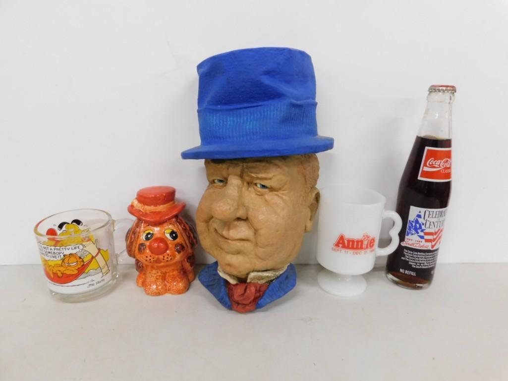 Collectibles incl Vintage Dog , WC Fields Wall 3D Wall (1 of 6)