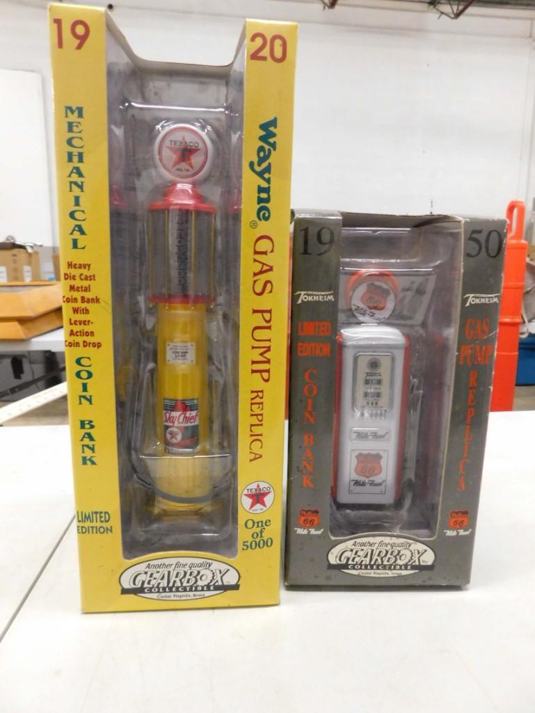 2 Gas Pump Replica Coin Banks New in Package (1 of 7)