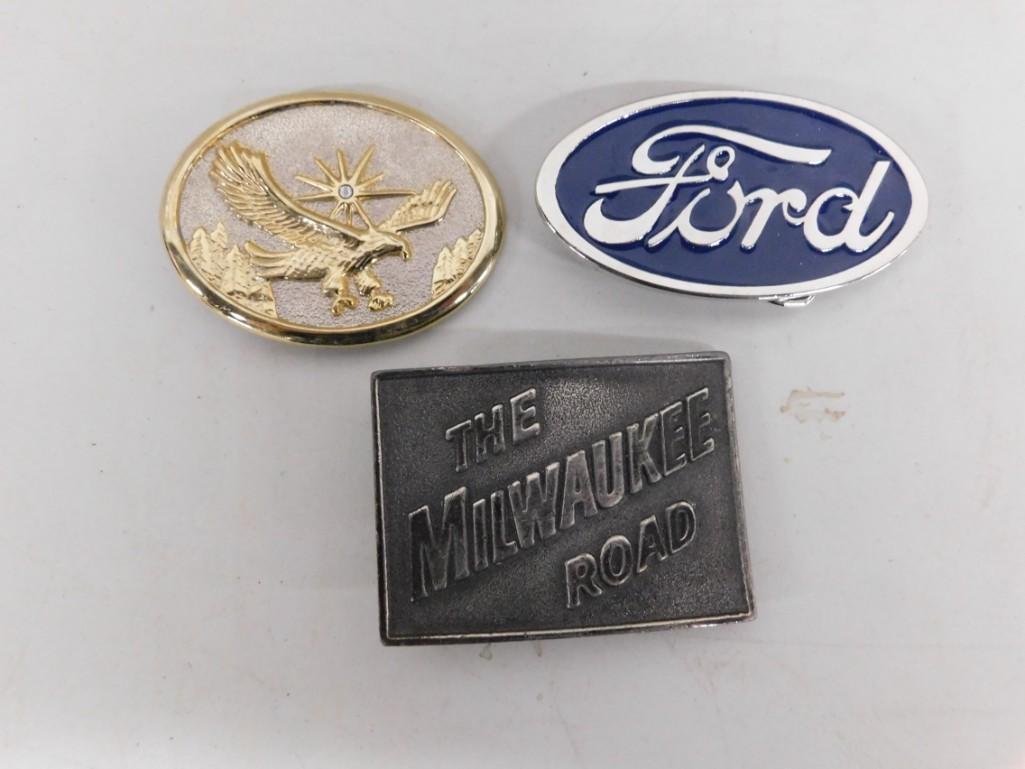 Lot of 3 Belt Buckles incl Ford , The Milwaukee Road (1 of 2)