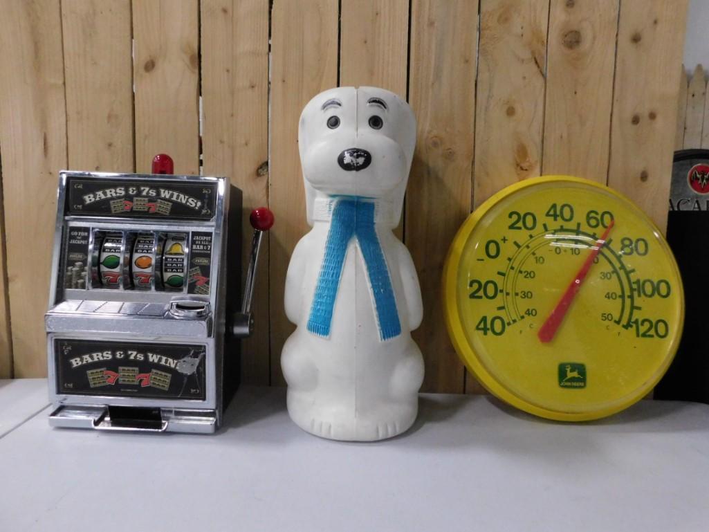 John Deere Thermometer , Toy Slot Machine , Blow Mold (1 of 2)