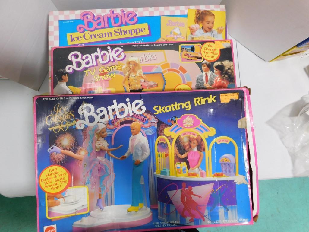 Mattel Barbie Skating Rink , Barbie TV Game Show ,: Mattel Barbie Skating Rink , Barbie TV Game Show , Barbie Ice Cream Shoppe Condition: unchecked for completeness