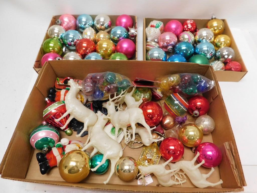 Lot of Vintage Christmas Ornaments mostly glass: Lot of Vintage Christmas Ornaments mostly mercury glass