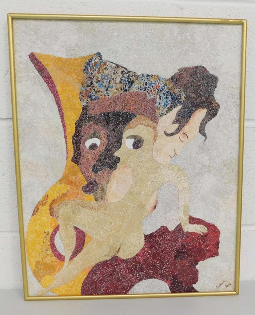 Surrealist Mixed Media (Signed Lower Left) Mid Century (1 of 3)