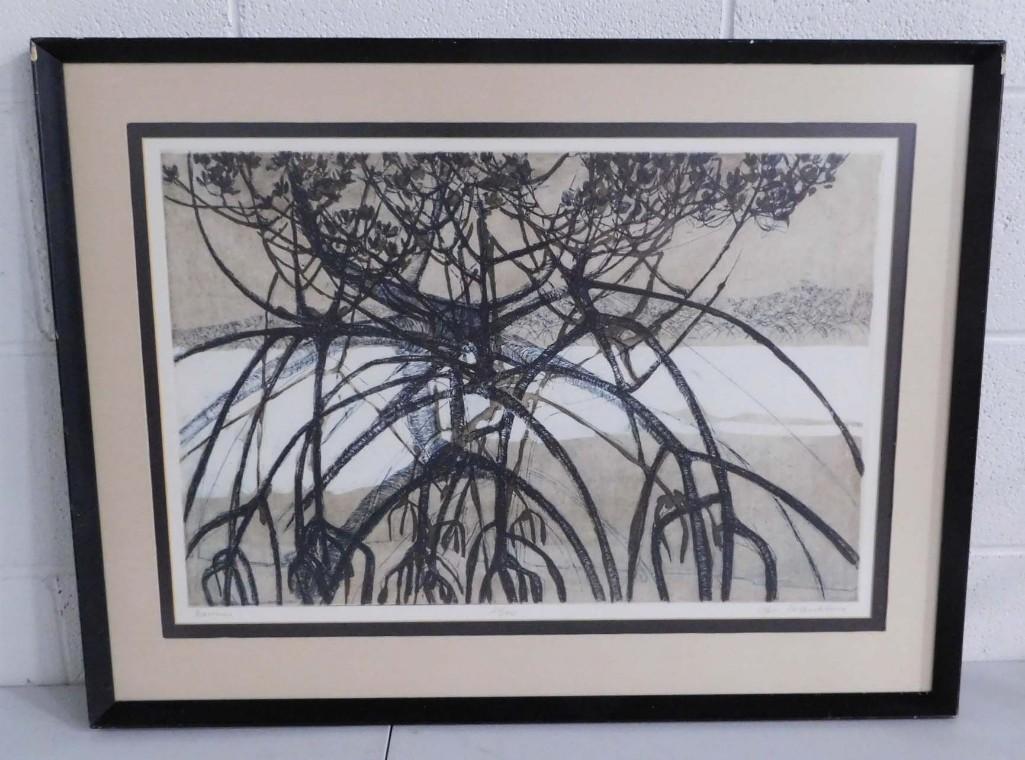 Olga Poloukhine Color Intaglio Etching "Racines" Signed (1 of 6)