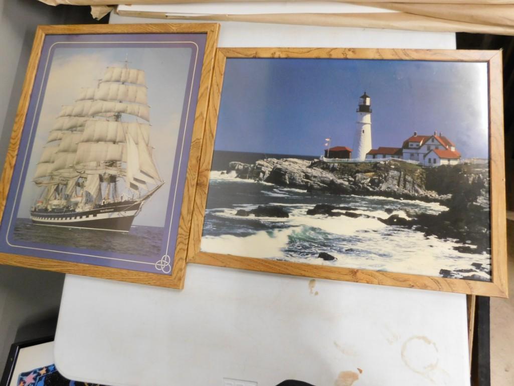 Pair of Framed Prints - Pirate Ship and Rural Light (1 of 6)