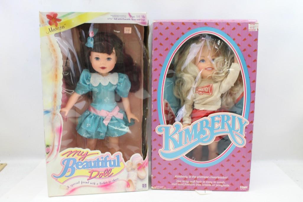 Hasbro My Beautiful Doll Marissa and Tomy Kimberly Doll: Hasbro My Beautiful Doll Marissa in Original Box and Tomy Kimberly Doll with Original Box wearing a Cheerleader Outfit - Outfit is Dirty Condition: Kimberly's outfit is dirty