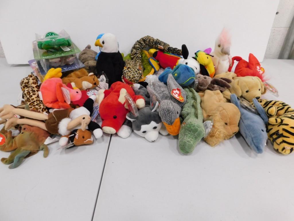 Lot of Ty Beanie Babies Most New with Tags incl Claud: Lot of Ty Beanie Babies Most New with Tags incl Claud the Crab , Erin the Bear , etc