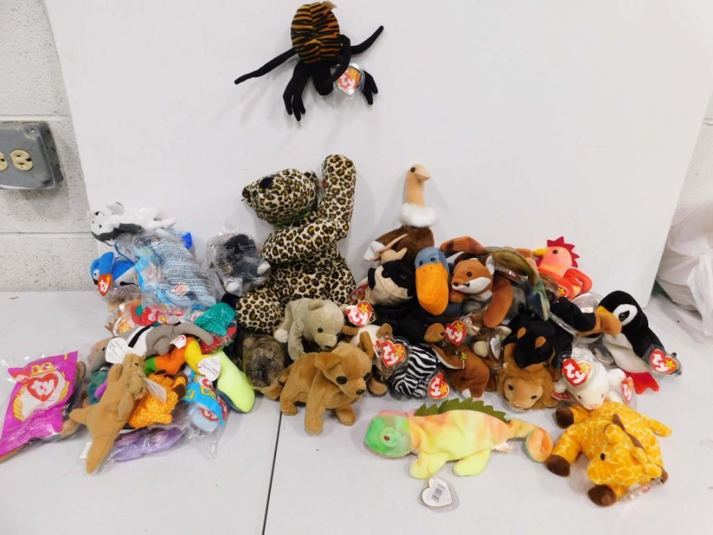 Beanie Babies incl 29 Regular , 1 Lg , Many Teeny: Lot of Beanie Babies incl 29 Regular , 1 Lg , Many Teeny Beanies . Most with Tags