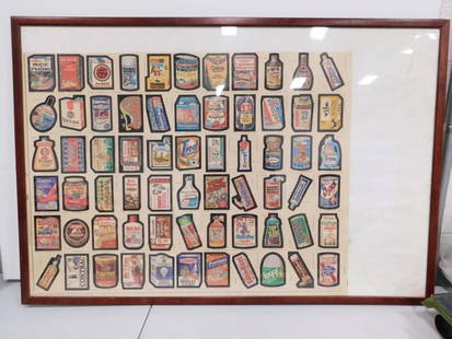 1979 Topps Wacky Packages Uncut in a 35"x36" Frame: Vintage 1979 Topps Wacky Packages Uncut in a 35"x36" Frame