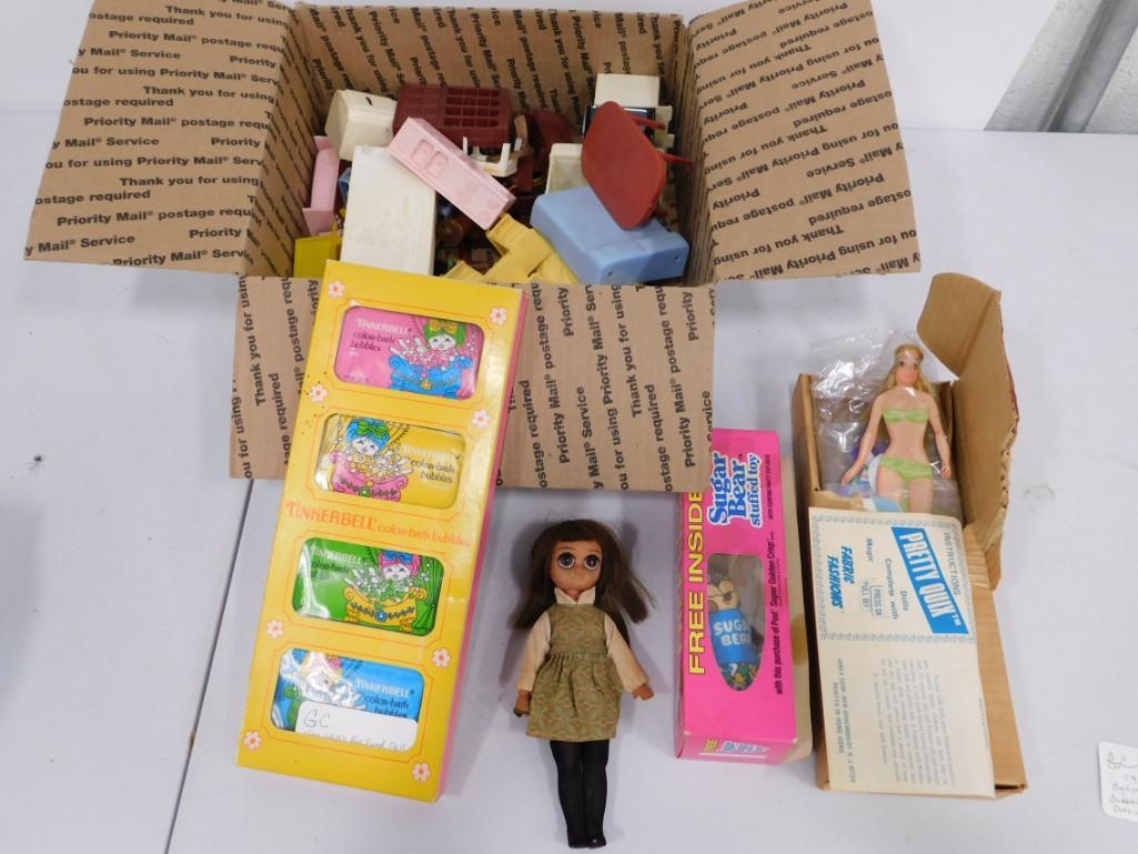 Vtg Dollhouse Furniture, Big Eyed Doll, Tinkerbell, (1 of 9)