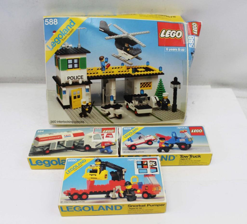 Lot of Vintage Lego and Boxes: Lot of Vintage Legos and Boxes. Pieces are loose in boxes, unchecked for completeness. But each box has at least 1 mini figure