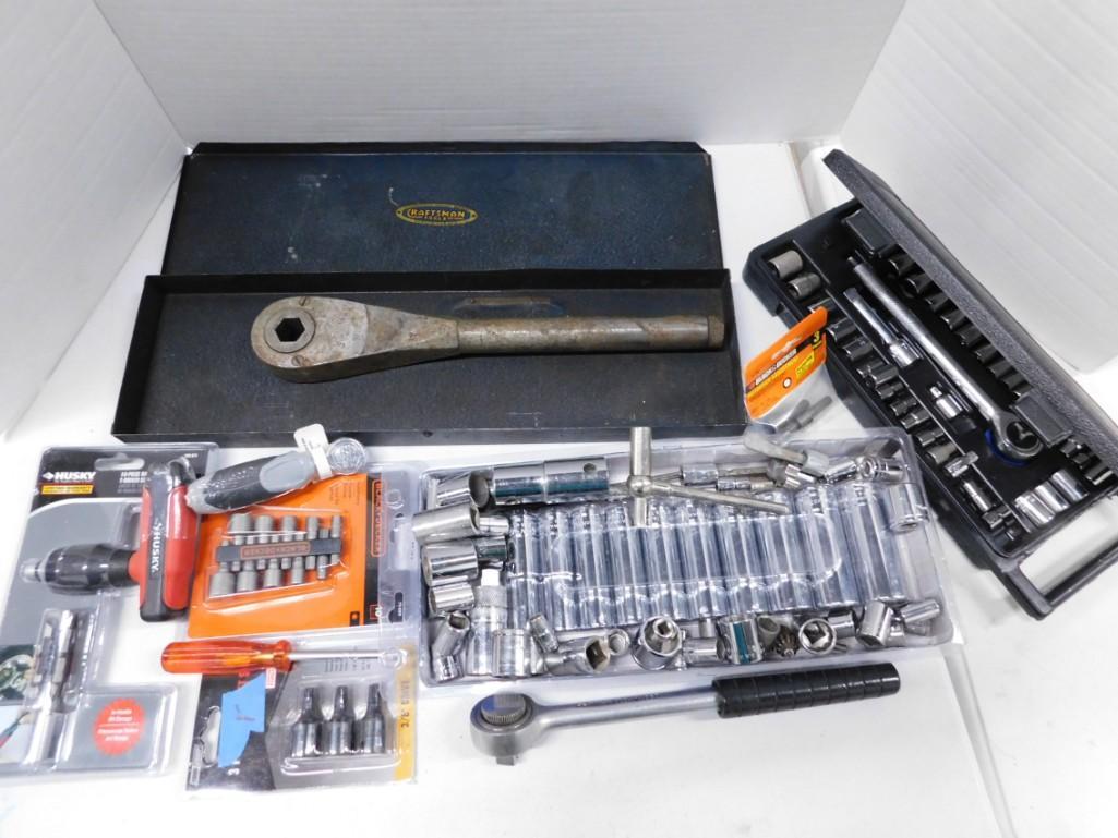 Tool lot including vintage and new socket sets, etc. (1 of 4)