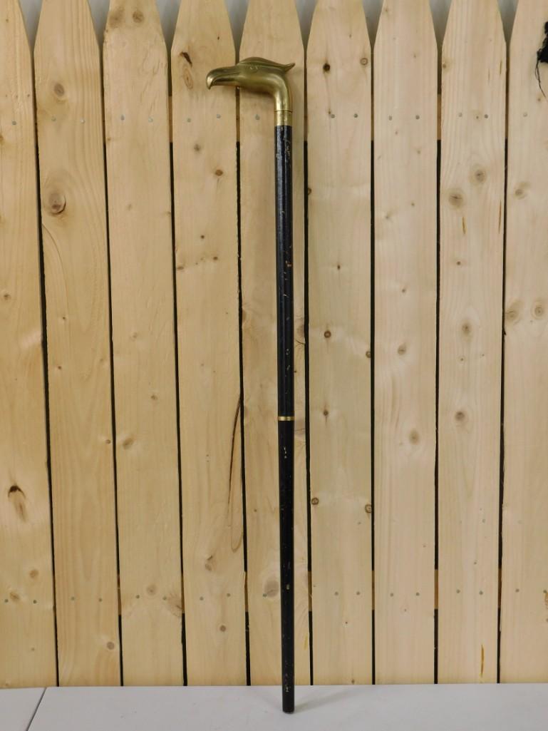 Cane or Walking Stick w Brass Bird or Eagle Handle (1 of 3)