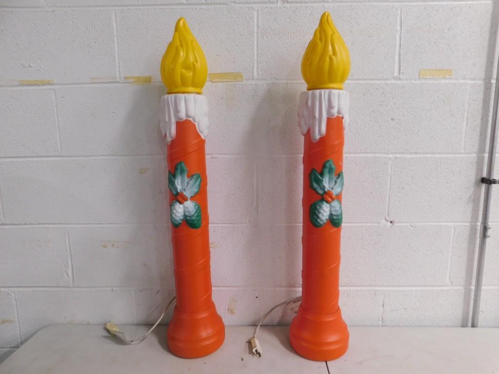 Pair of Christmas Candlestick Blow Molds (1 of 1)
