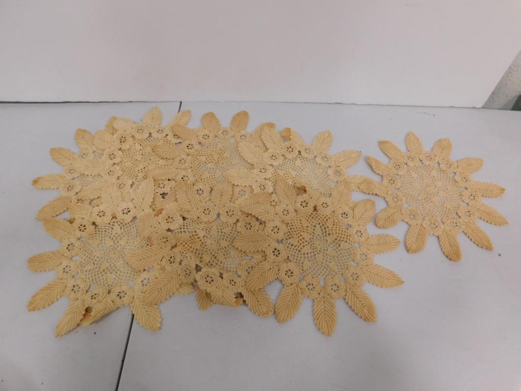 8 Vintage Chrocheted 9 inch Doilies: Lot of 8 Vintage Chrocheted 9 inch Doilies