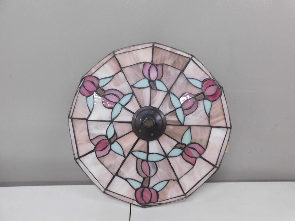 Stained Glass Light Shade: Stained Glass Light Shade or Lamp Shade . No chips or cracks . Measures about 14.75" in diameter