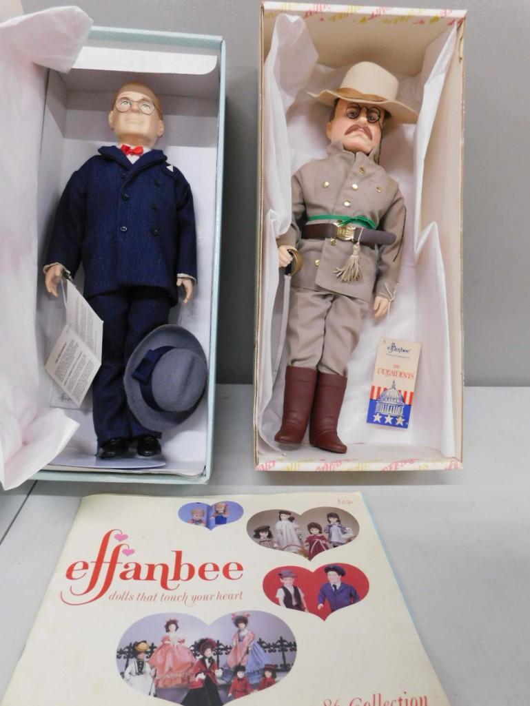 2 Effanbee The Presidents Dolls incl Theodore Roosevelt: 2 Effanbee The Presidents Dolls incl Theodore Roosevelt and Harry S Truman Condition: both are in original boxes but boxes have damage. Dolls have a slight musty smell