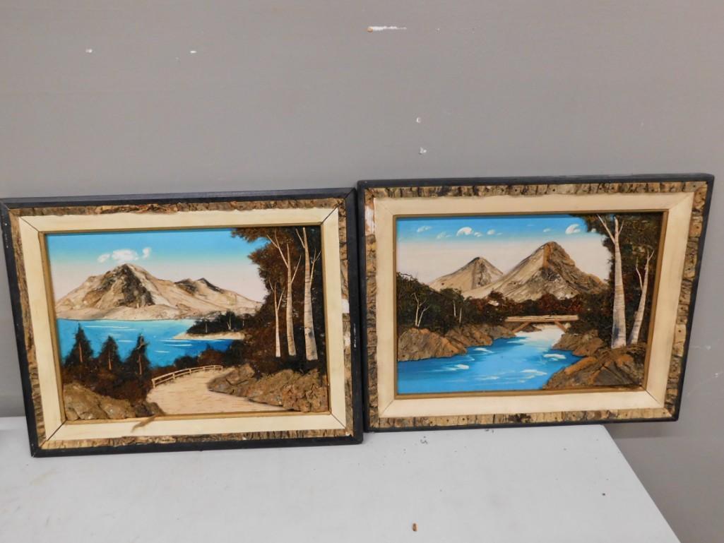 Pair of Vintage Framed Mixed Media Art (1 of 4)