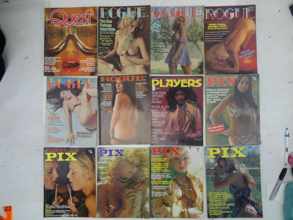 Lot of 12 1970's Adult Magazines including Rogue (1 of 3)