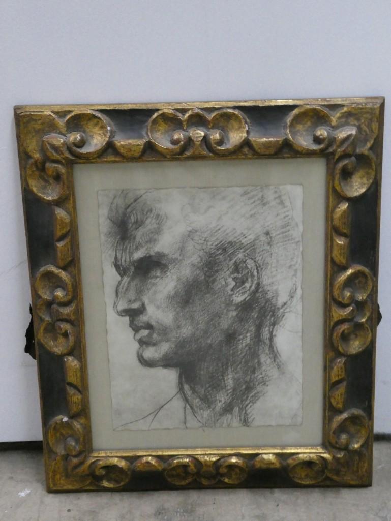 Framed Print of Man's Head - del Sarte (1 of 4)