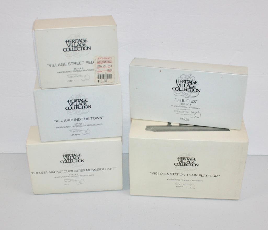 Lot of 5 Dept 56 Heritage Village Accessories - Train (1 of 5)