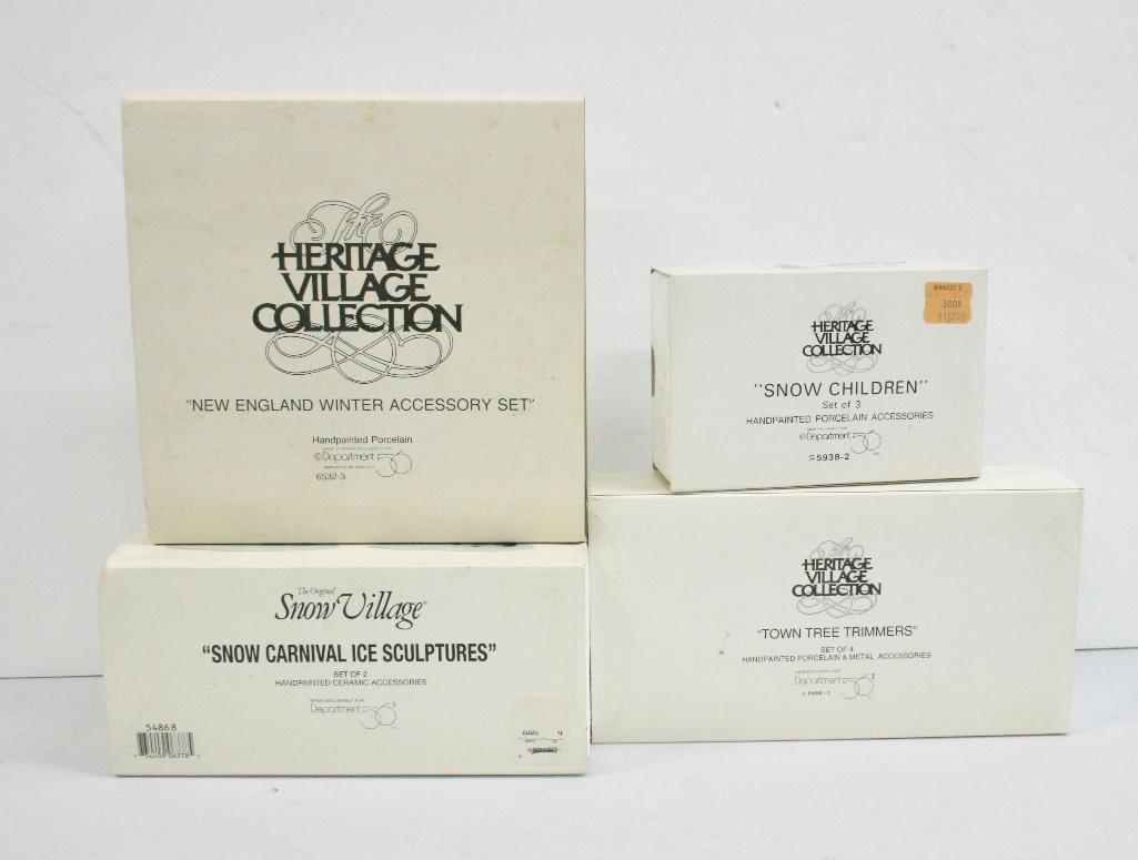 Dept 56 Heritage Village Lot of 4 - Snow Children, Tree (1 of 9)