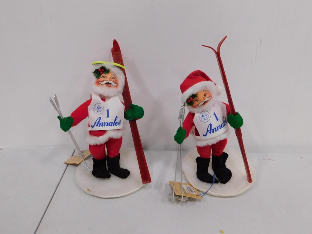 Two Skiing Annalee Santa Claus Dolls (1 of 3)