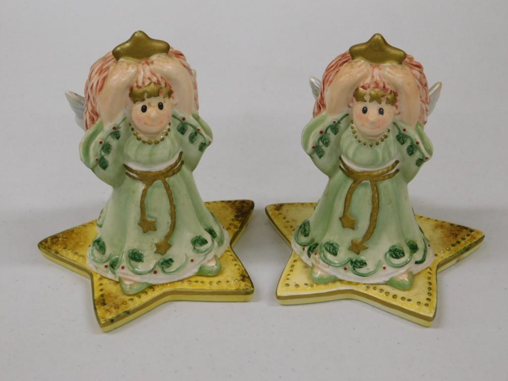 Fitz and Floyd Pair of Angel Candlestick Holders (1 of 4)