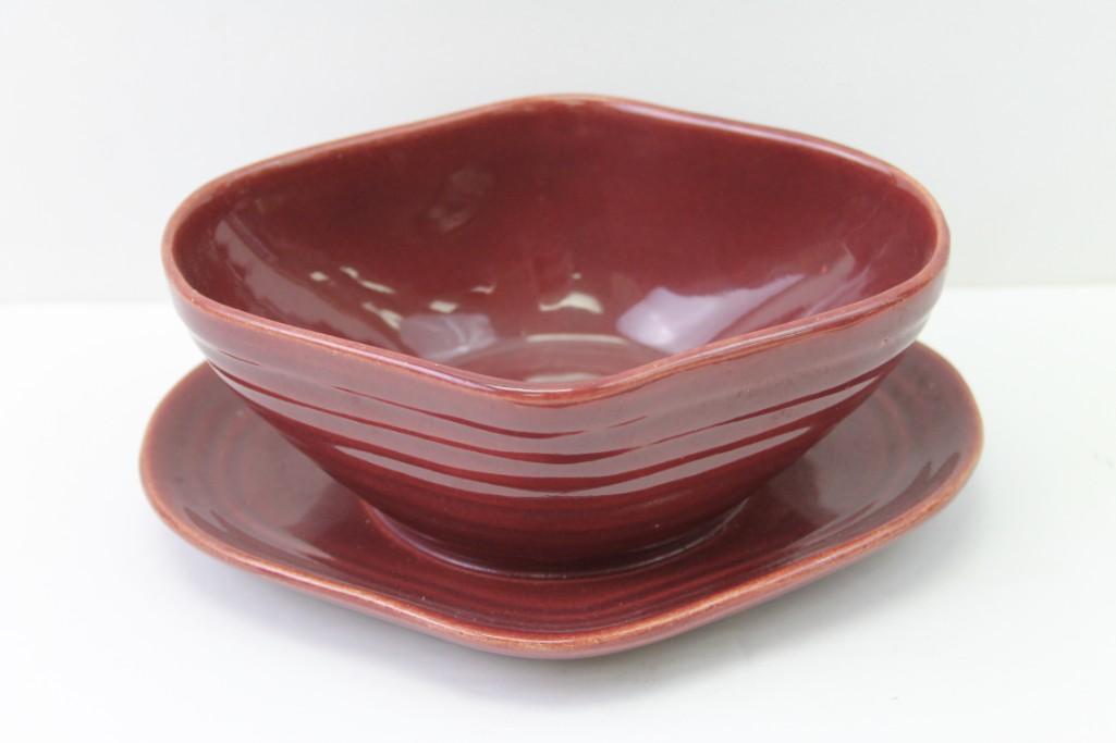 Bauer Ringware Rare Maroon Gravy Boat (1 of 4)