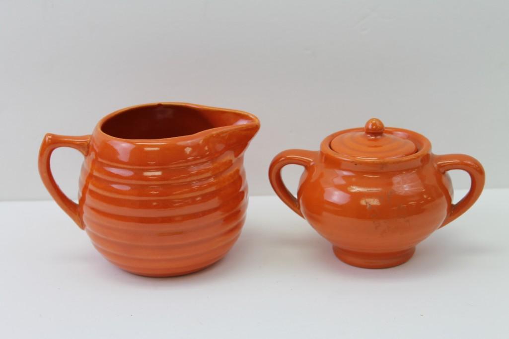 Bauer Ringware Cream Pitcher & Demi Sugar + lid (1 of 7)