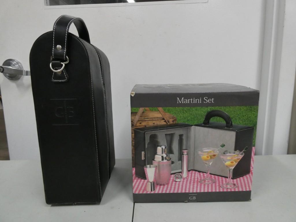 Travel Martini Set and Travel Wine Case with 2 Glasses: Travel Martini Set and Travel Wine Case with 2 Glasses