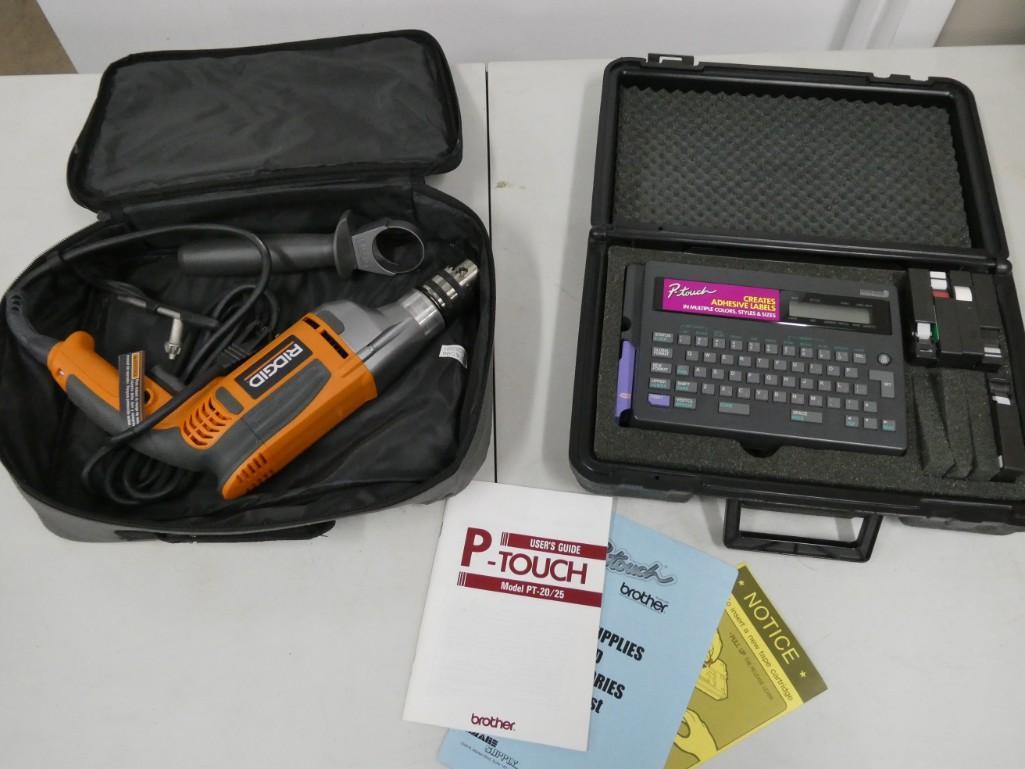 Rigid Electric Drill with Case and Ptouch Label Maker (1 of 1)