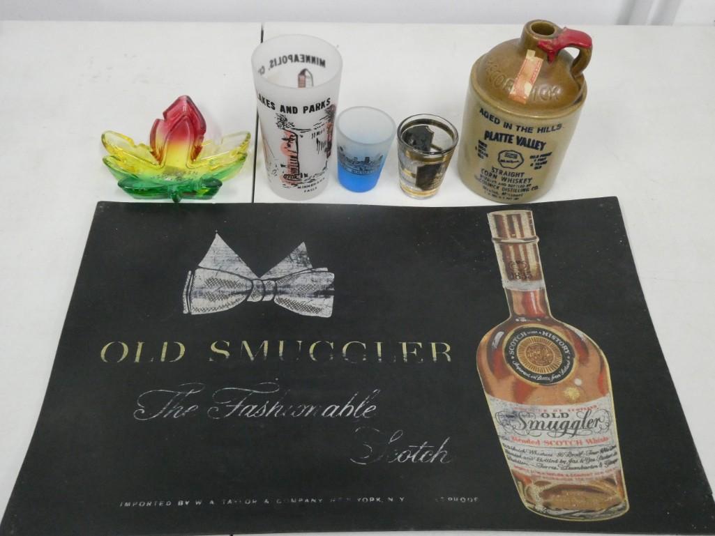 Bar Lot incl Old Smuggler Mat , Shot Glasses , Small: Bar Lot incl Old Smuggler Mat , Shot Glasses , Small Jug , etc