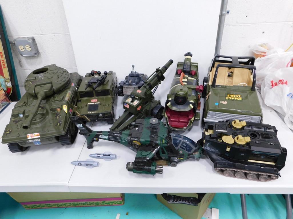 GI Joe and Other Brands Vehicles, Tanks, Etc: Vehicles, Tanks, etc for 12" Military Figures. Some are GE Joe Hasbro. Other brands too. Condition: INCOMPLETE