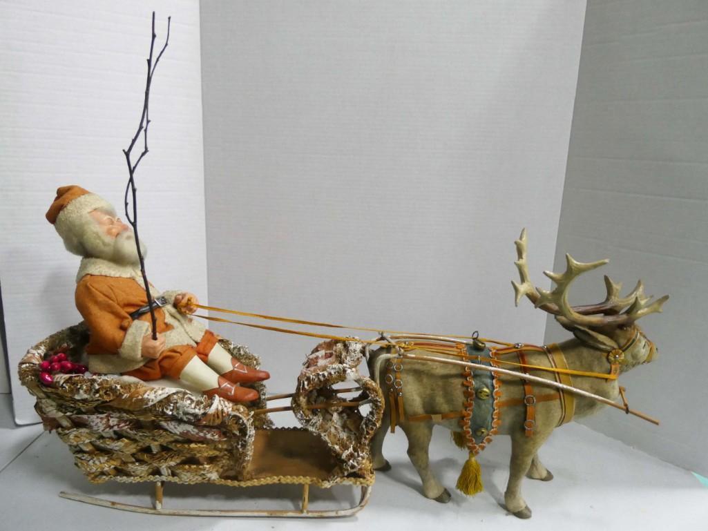 Large Vintage Santa , Sleigh , and Reindeer (1 of 12)