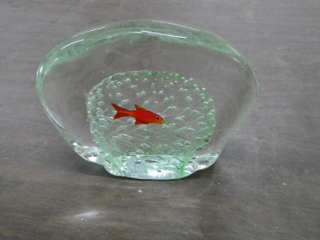 Art Glass Paperweight with a Fish Inside: Art Glass Paperweight with a Fish Inside