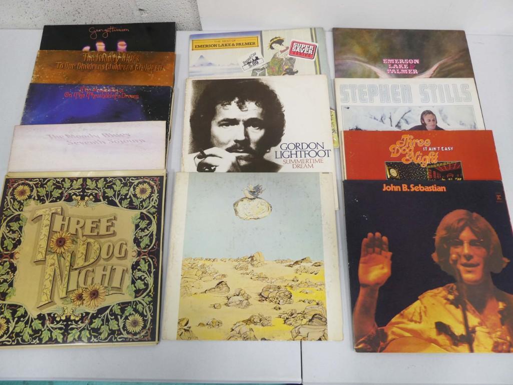 12 Vinyl Lp Records incl Moody Blues, 3 Dog NIght, (1 of 4)