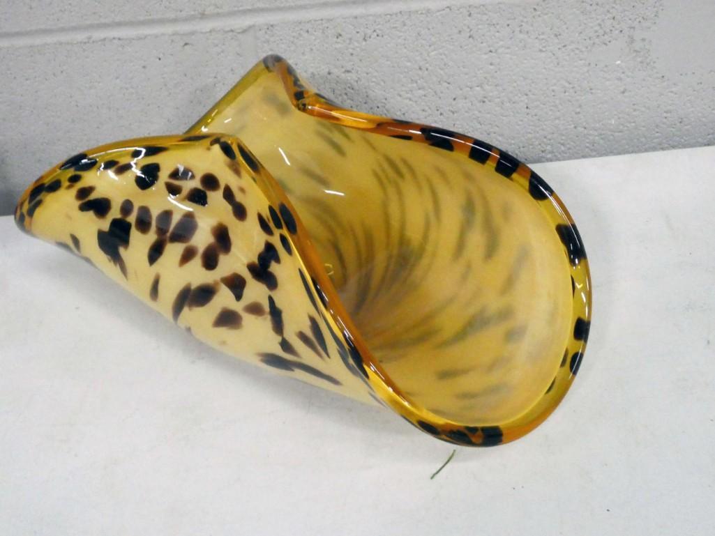 Large Murano Art Glass White Crystal Bowl or Vase Amber (1 of 4)