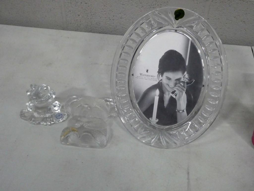 Art Glass incl Goebel Frog , Royal Krona Sweden Koala: Art Glass incl Goebel Frog Paperweight , Royal Krona Sweden Koala Bear , Waterford Picture Frame