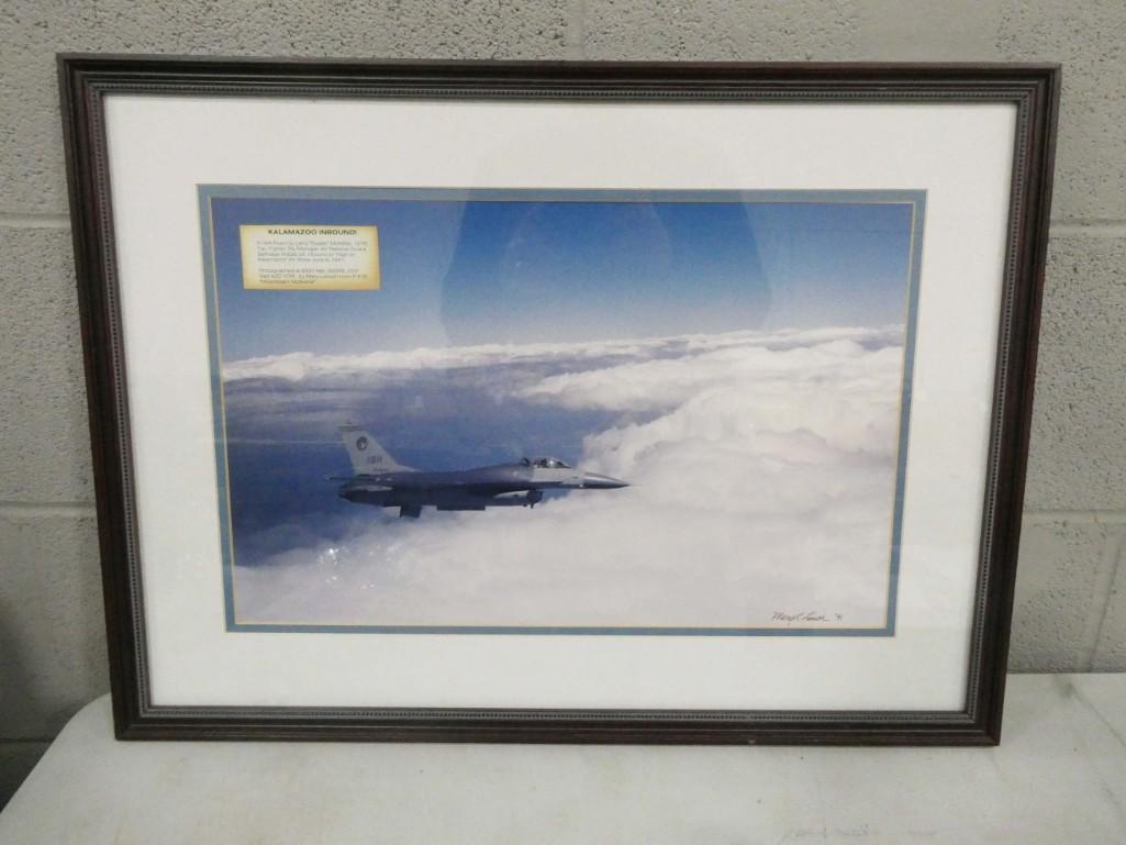 Framed Print of an F-16 Fighter Plane Mary Lenoch: Framed Print of an F-16 Fighter Plane Mary Lenoch Photographer 1991 . Measures about 23.5"x18"