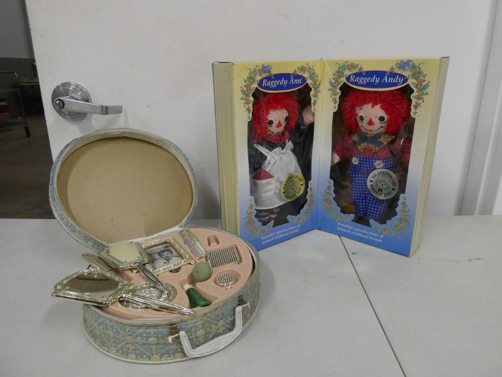 Raggedy Ann and Andy Dolls and a Vintage Doll Accessory (1 of 5)