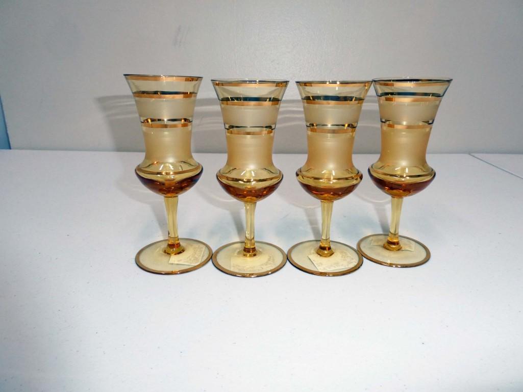 Vintage Amber Glass Cordials Liqueur Stemware (1 of 2)
