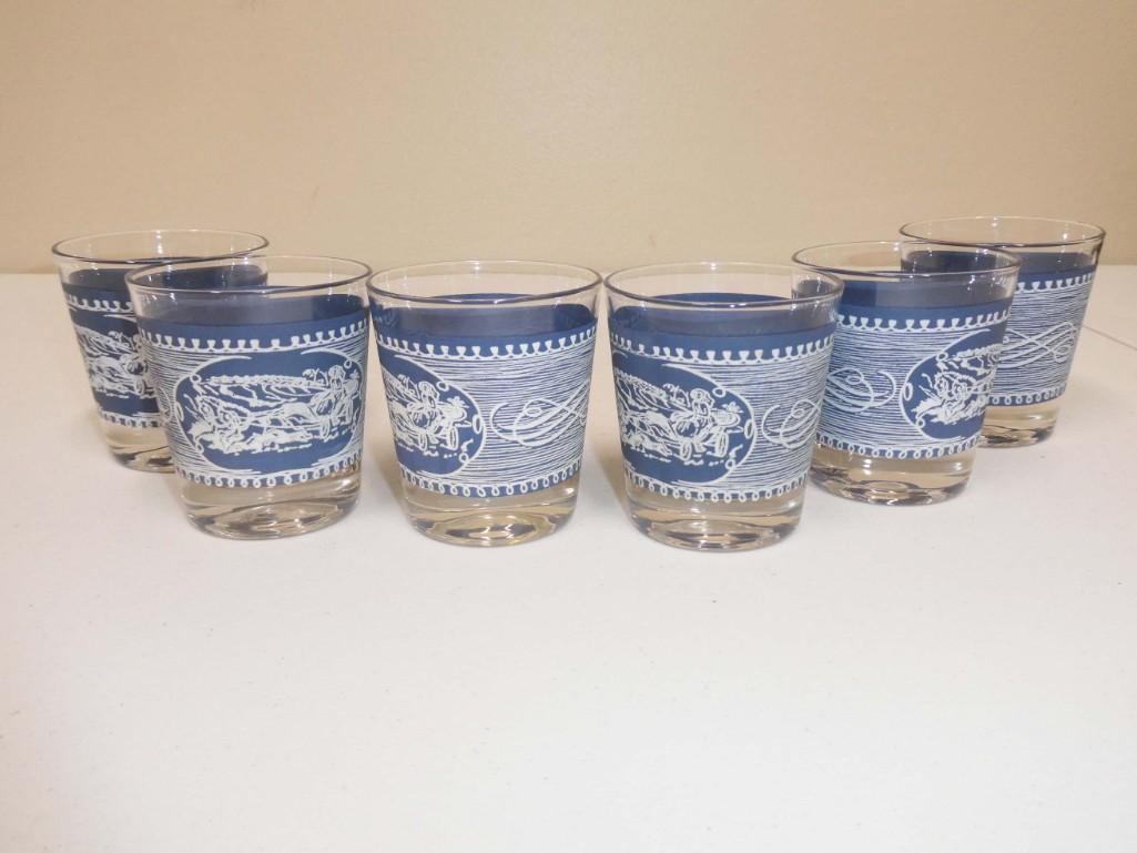 6 Vintage 1950s Currier and Ives Glasses or Tumblers: 6 Vintage 1950s Currier and Ives Glasses or Tumblers