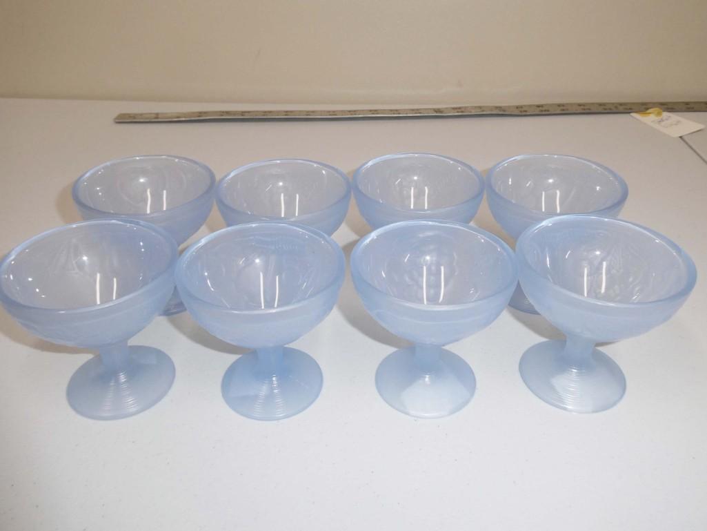 8 Vintage Blue Frosted Glass Dessert Dishes (1 of 2)