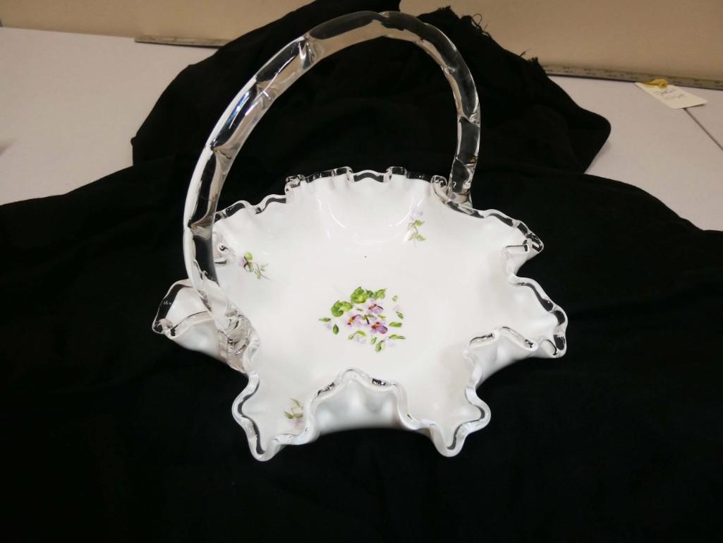 Fenton Silver Crest with Violet Pattern Ruffled Edge (1 of 2)