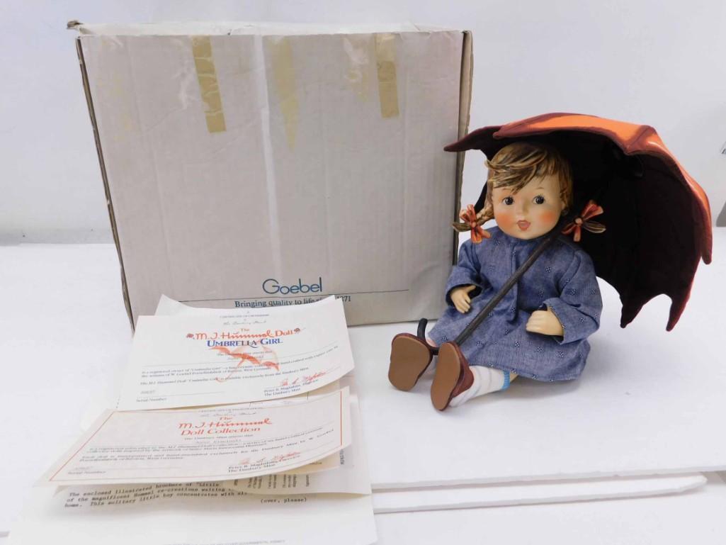 MJ Hummel Doll Umbrella Girl Danbury Mint A9697 with: MJ Hummel Doll Umbrella Girl Danbury Mint A9697 with COA