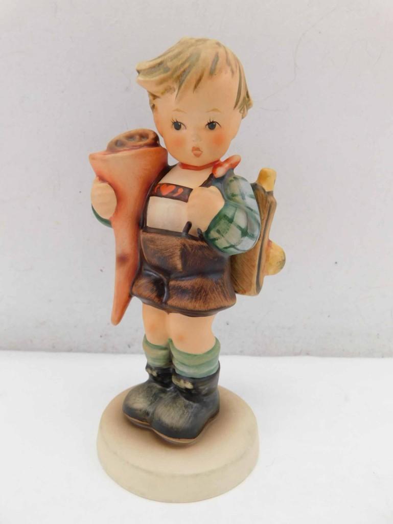 Goebel Hummel Little Scholar Boy with Backpack 80 B: Goebel Hummel Little Scholar Boy with Backpack 80 B Signed Figurine