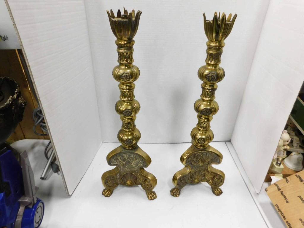 Large Brass Candlestick Holders (1 of 3)